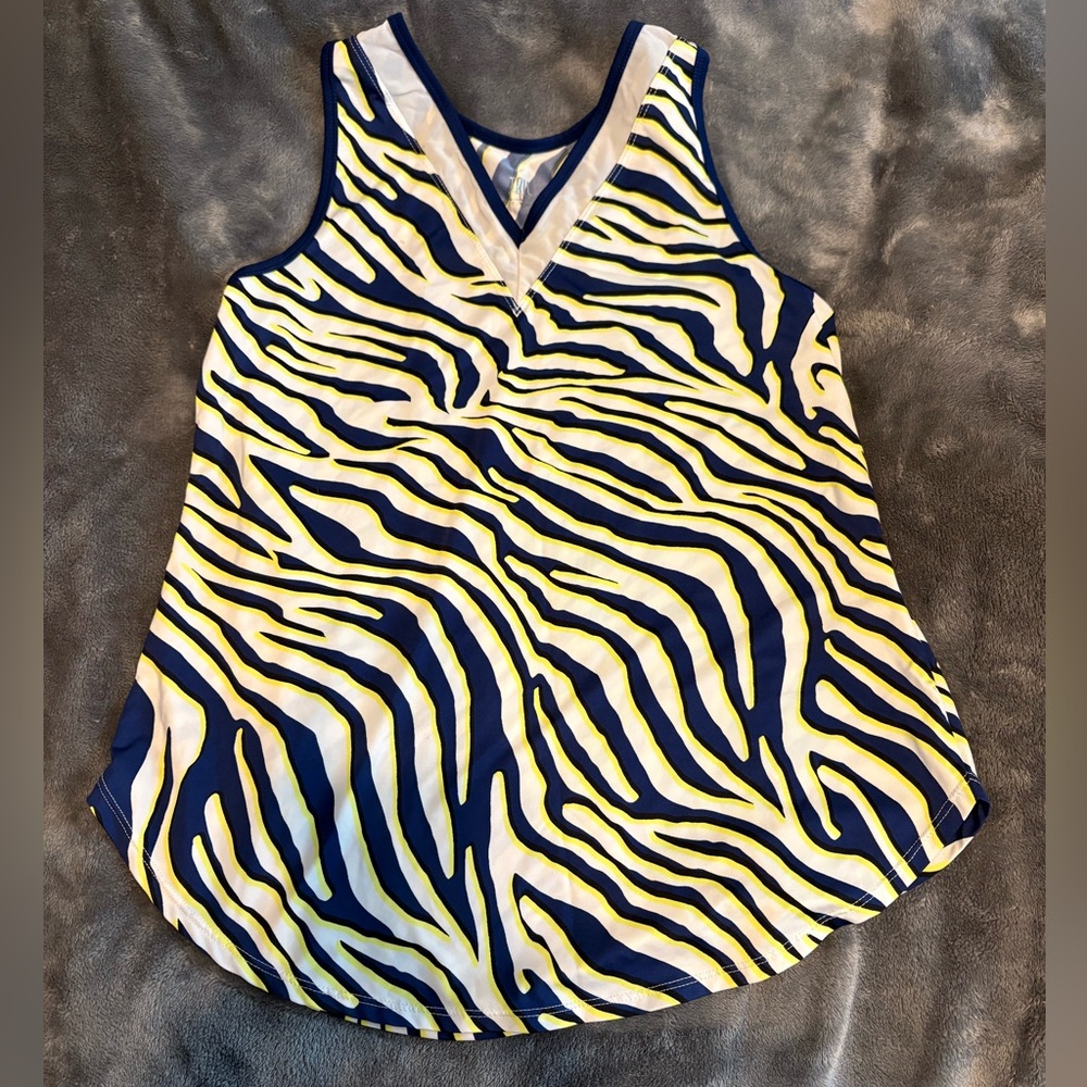 TAIL Women’s athletic Maya Tank - Lemon Zebra - Picture 2 of 3